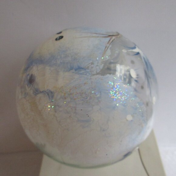 Jumbo G & B Hand Painted Snowman Clear Glass Christmas Ornament Ball 4" - Picture 4 of 12